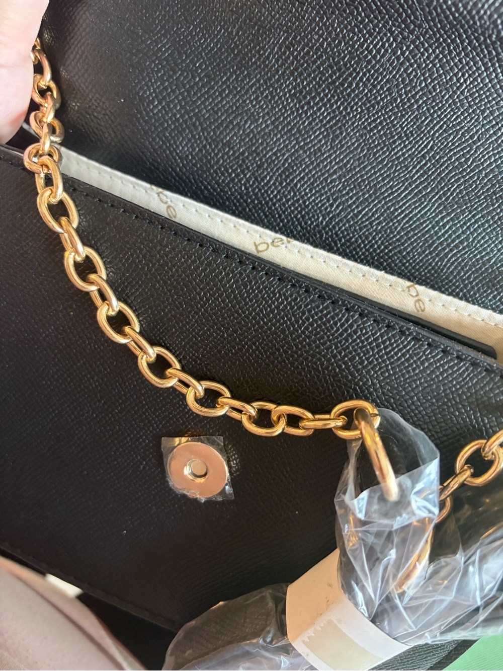 bebe Black Mini Shoulder Bag with Gold Logo Script - Picture 3 of 3